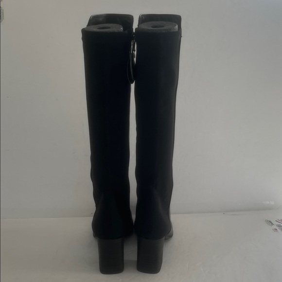 Paul Green Belmont Women’s Black LEATHER Stacked Heel Knee High Boots Size 5.5-6 - Picture 6 of 10